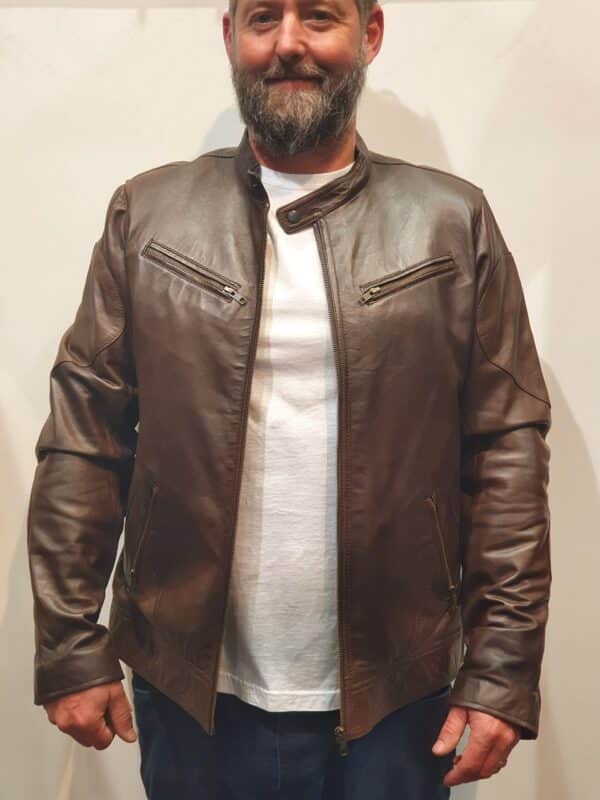 brown stylist leather jacket