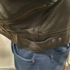 striped leather jacket