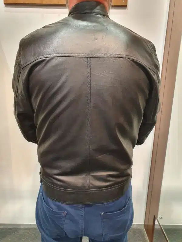 striped leather jacket