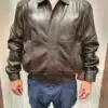 brown bomber leather jacket