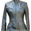 ladies black leather jacket