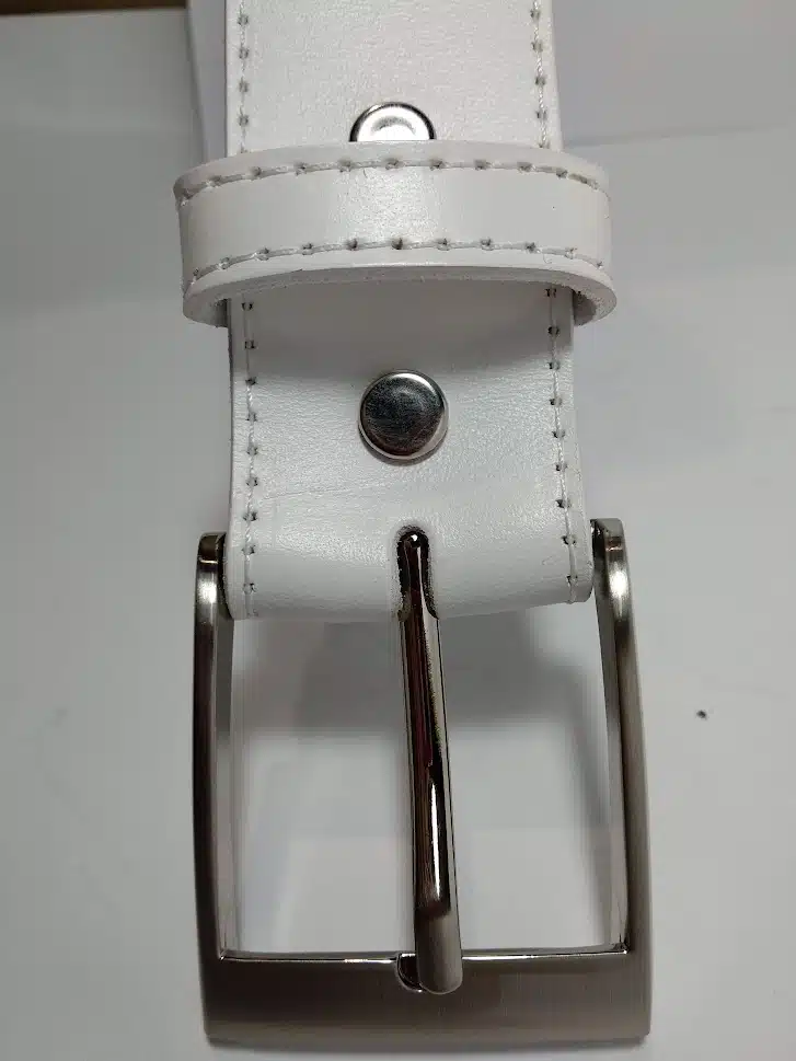 Domed Jean Leather Belt White For Men Women in NZ Leather Direct