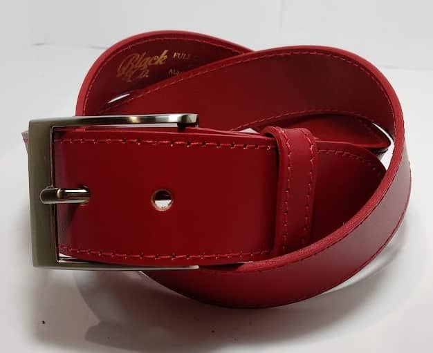 Domed Jean Leather Belt Red For Men Women Leather Direct NZ