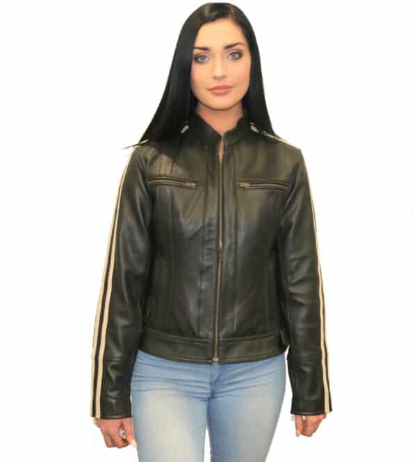 Women's biker style leather jacket
