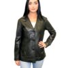 Button Leather jacket women