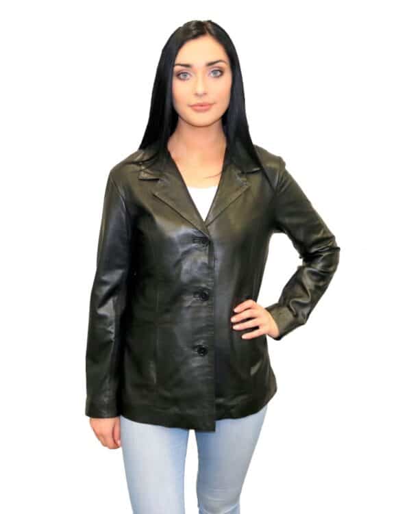 Button Leather jacket women