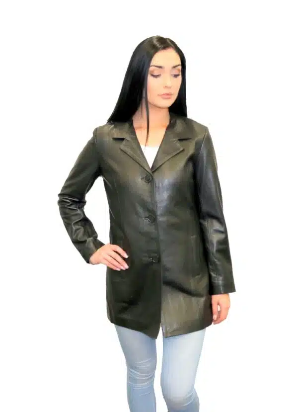 women's black leather blazer