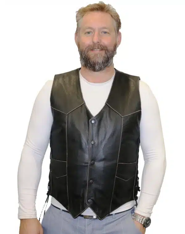 mens leather vest