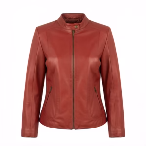 Red leather jacket for ladies