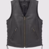 genuine leather vest with zip