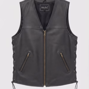genuine leather vest with zip