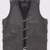biker leather vest black