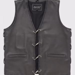 biker leather vest black