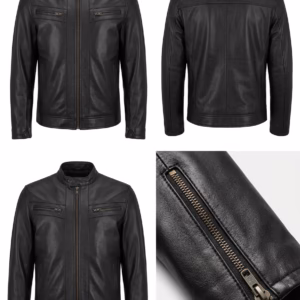 black leather jacket