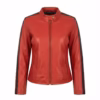 ladies red leather jacket