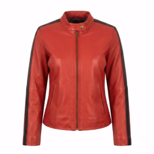 ladies red leather jacket