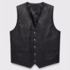 Side Seamed Leather vest Black