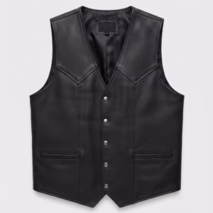 Side Seamed Leather vest Black