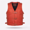 Red Buckled Leather Vest