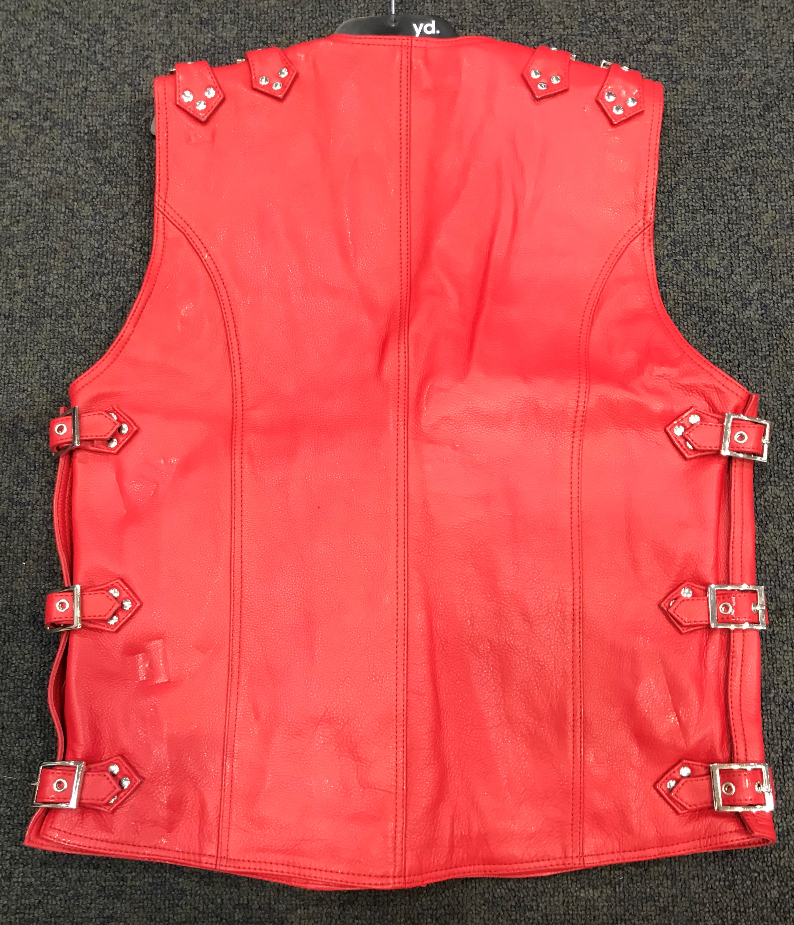 Red Buckle Vest - Leather Direct