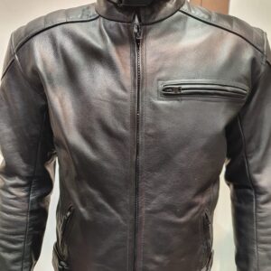 Black motorcycle leather jacket