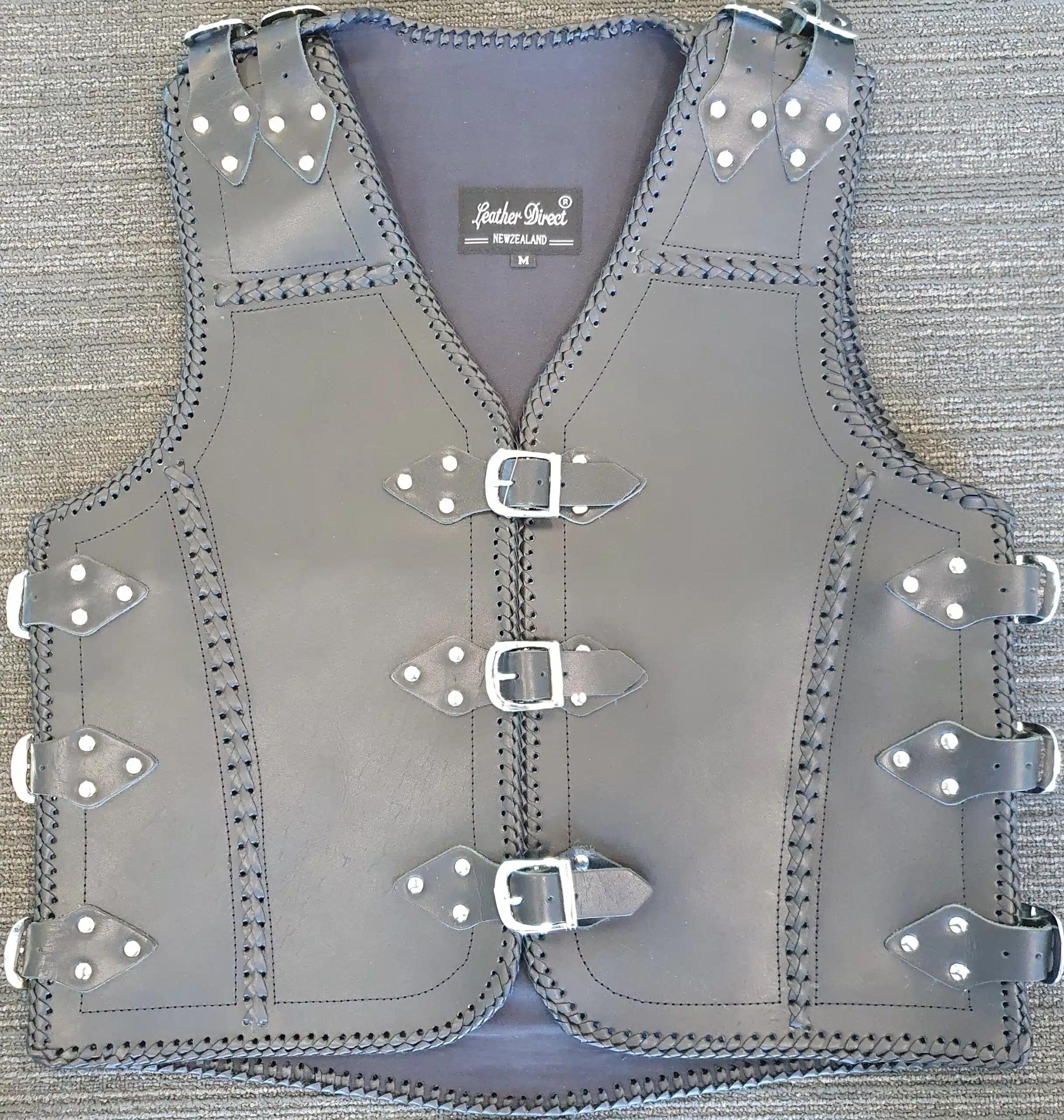 Thick Black Leather Vest Motorcycle Leather Vest For Men NZ