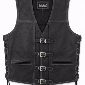 New Style Black/White Leather Vest