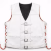 Motorcycle Leather Vest White