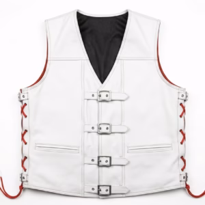 Motorcycle Leather Vest White