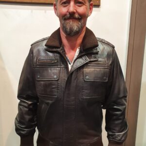 Brown Leather Jacket with ZIp