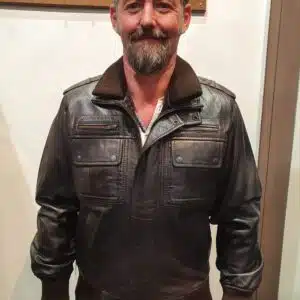 Brown Leather Jacket with ZIp