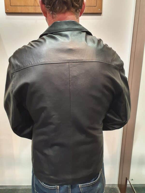 short leather blazer