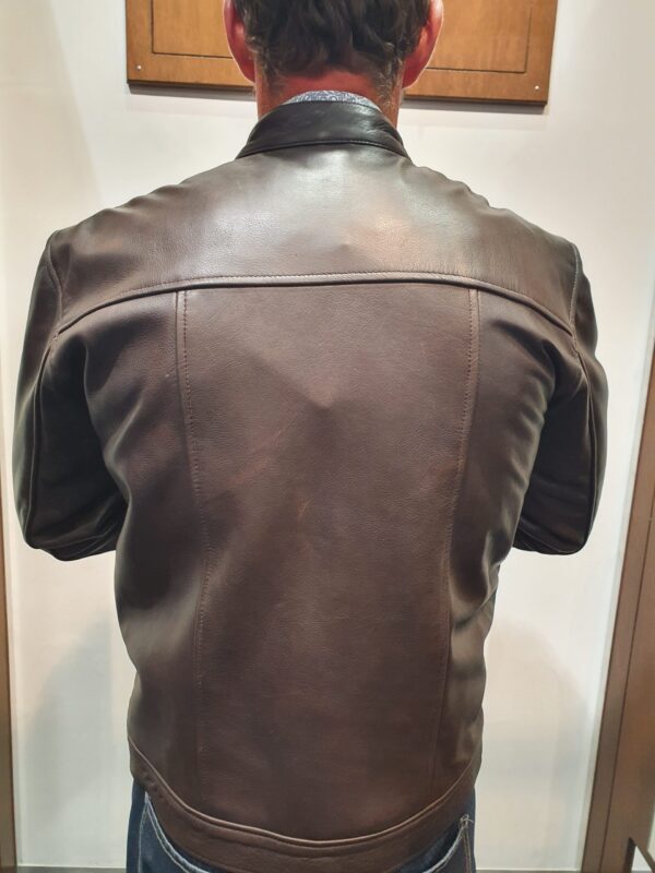 brown leather jacket