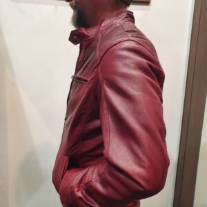 mens red leather jacket