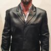 black leather blazer men