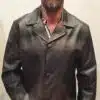 brown leather blazer