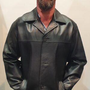 black long leather jacket