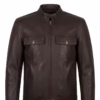 Brown leather jacket cowhide