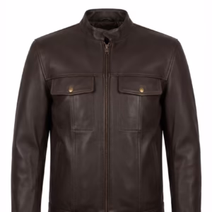 Brown leather jacket cowhide