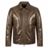 olive coloured leather jacket