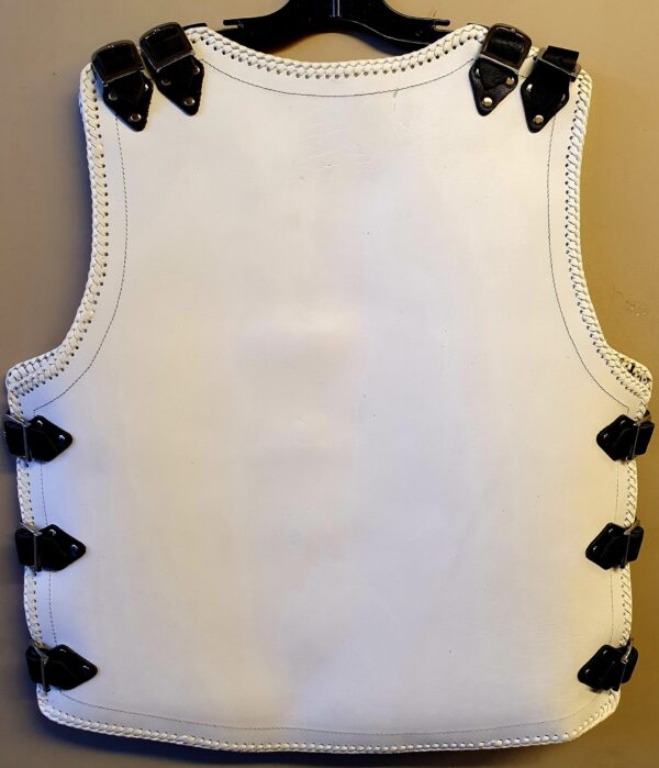 white thick leather vest