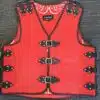 Red leather vest with black buckles