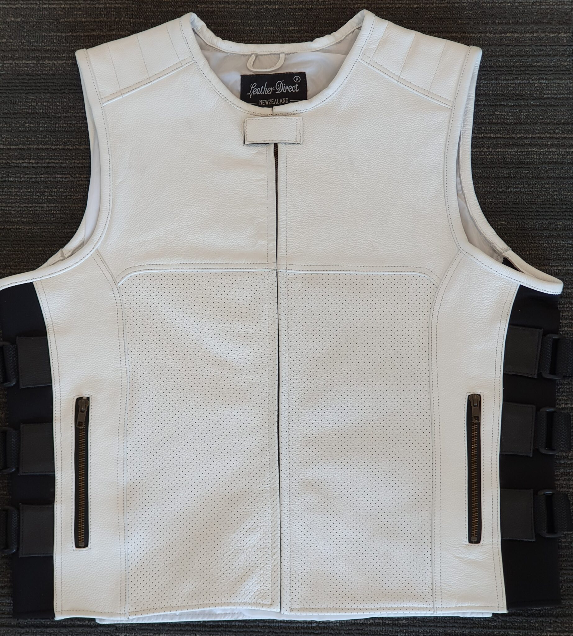 White Leather Vest - Motorcycle Leather Vests for Men and Women in NZ