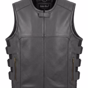 Genuine black leather vest