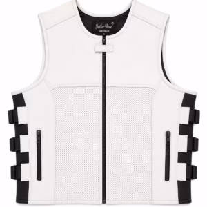white genuine leather vest