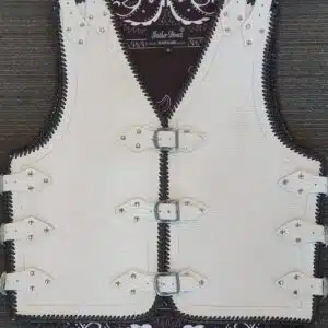 white crocodile print leather vest