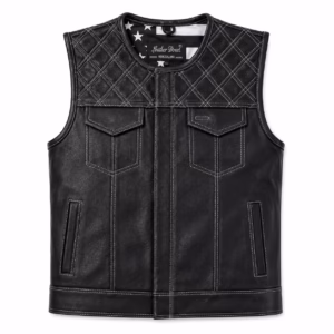 Black Jean Style Vest with White Stitching