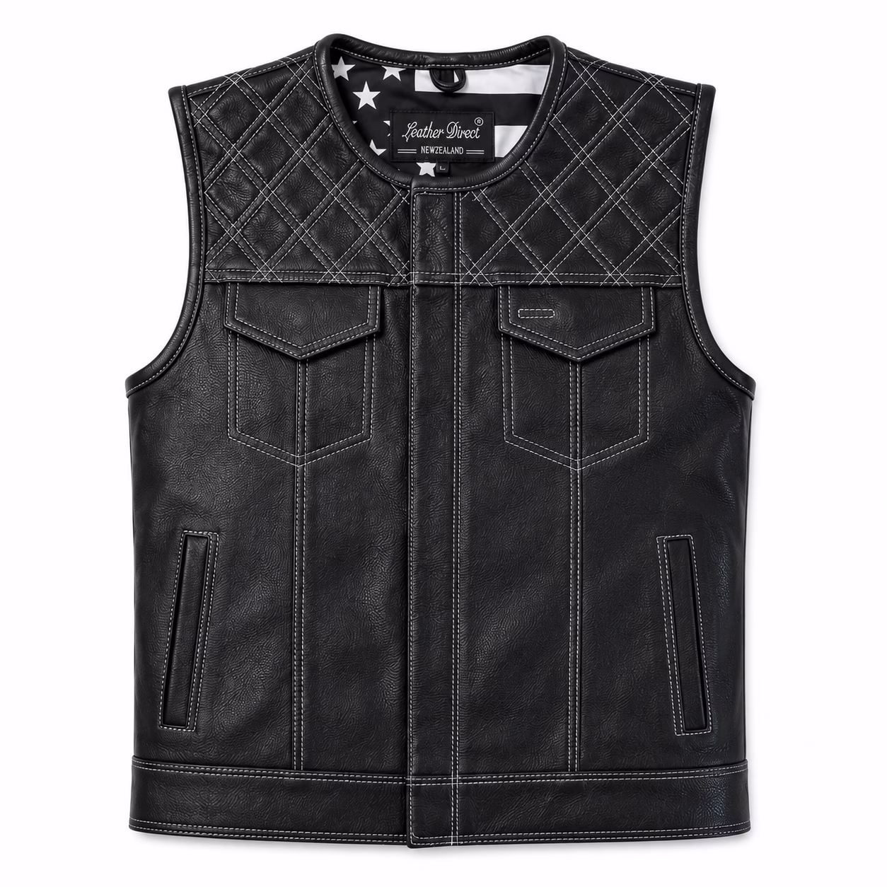 Black Jean Style Vest with White Stitching