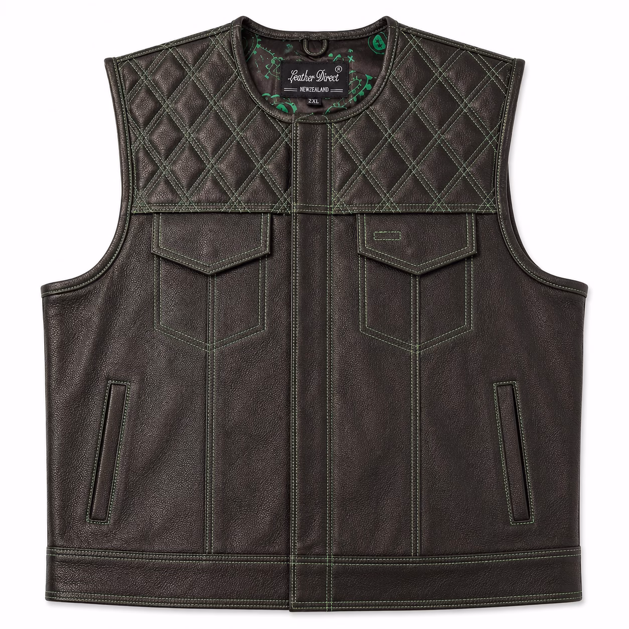 Jean Leather Vest Green