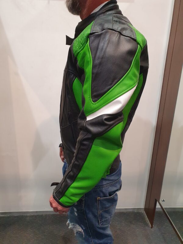 black and green leather jacket